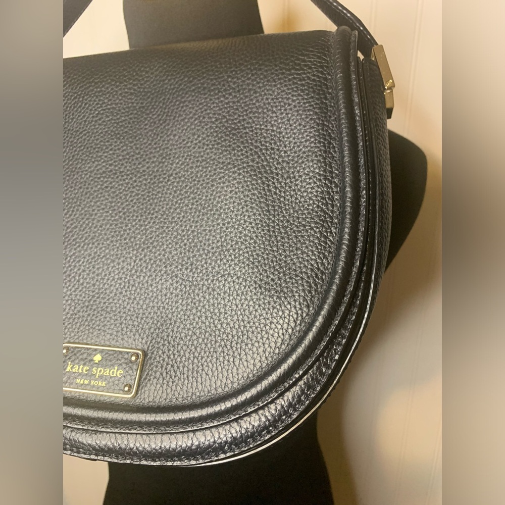 Kate Spade Oliver Street Sadelle Saddle Purse Black Pebble Leather Flap Med New - Picture 4 of 16